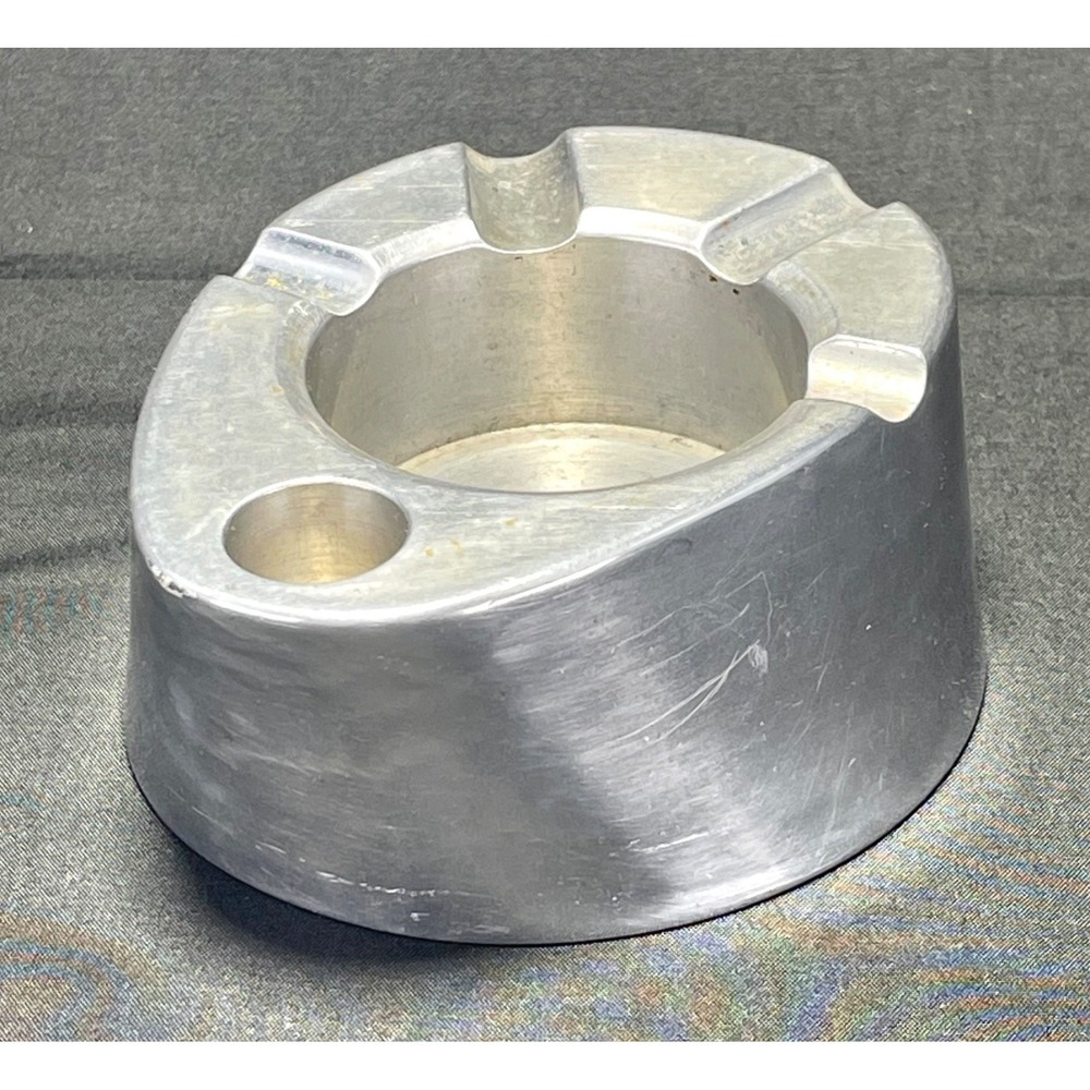 Machined Oblong Aluminum Industrial Art Ashtray Executive Desk Accessory w/ Box